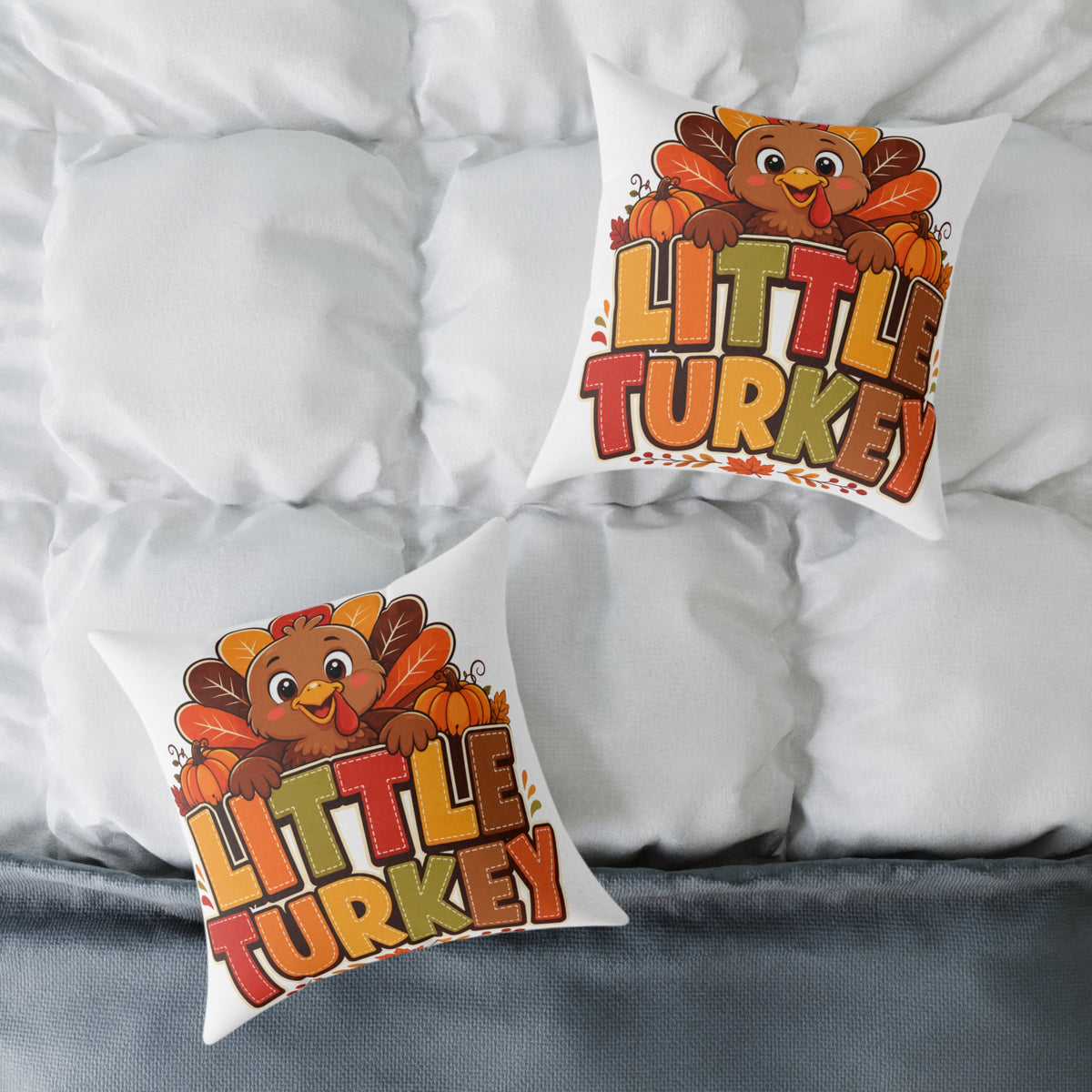 Little Turkey Thanksgiving Pillow — Cute Kids Holiday Throw Pillow