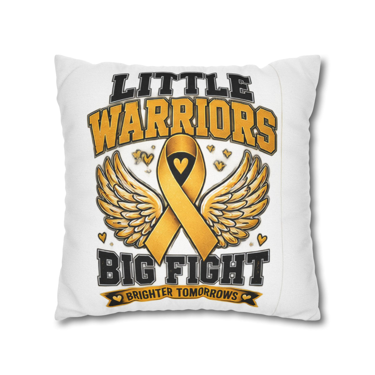 Champion Kids Pillow - "Little Warriors Big Fight" Childhood Cancer Awareness Throw Pillowcase
