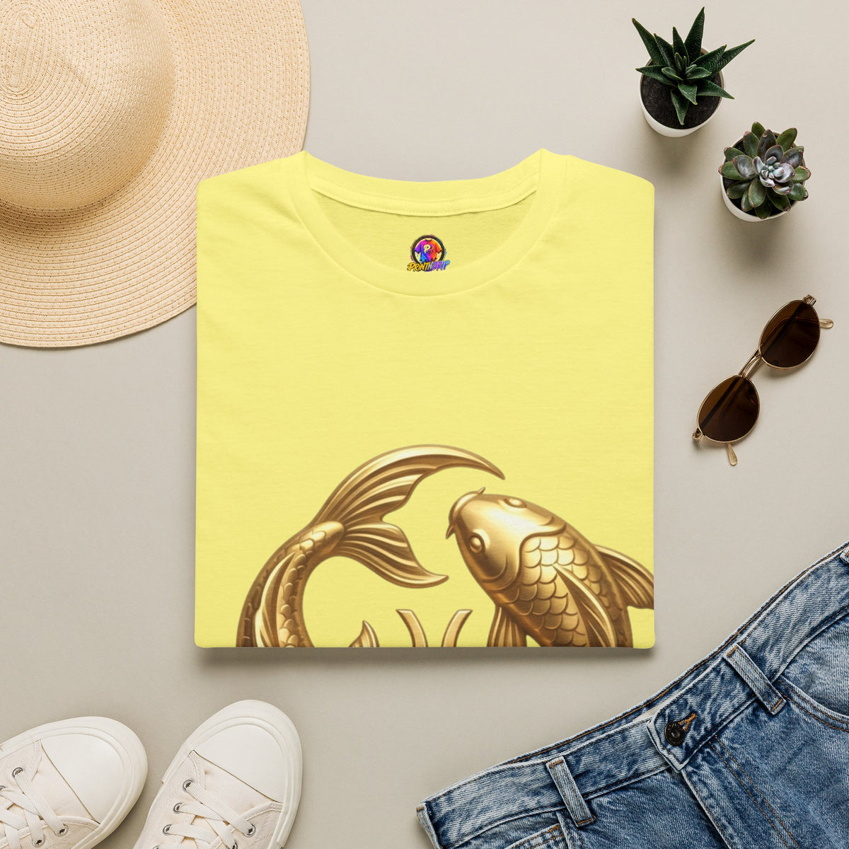 Pisces Gold Fish T-Shirt — Zodiac Symbol Astrology Tee
