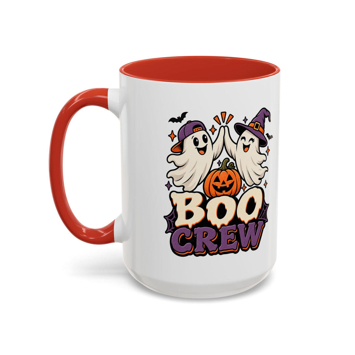 Boo Crew Halloween Accent Coffee Mug — Cute Ghosts & Jack-O'-Lantern Design (11/15 oz)