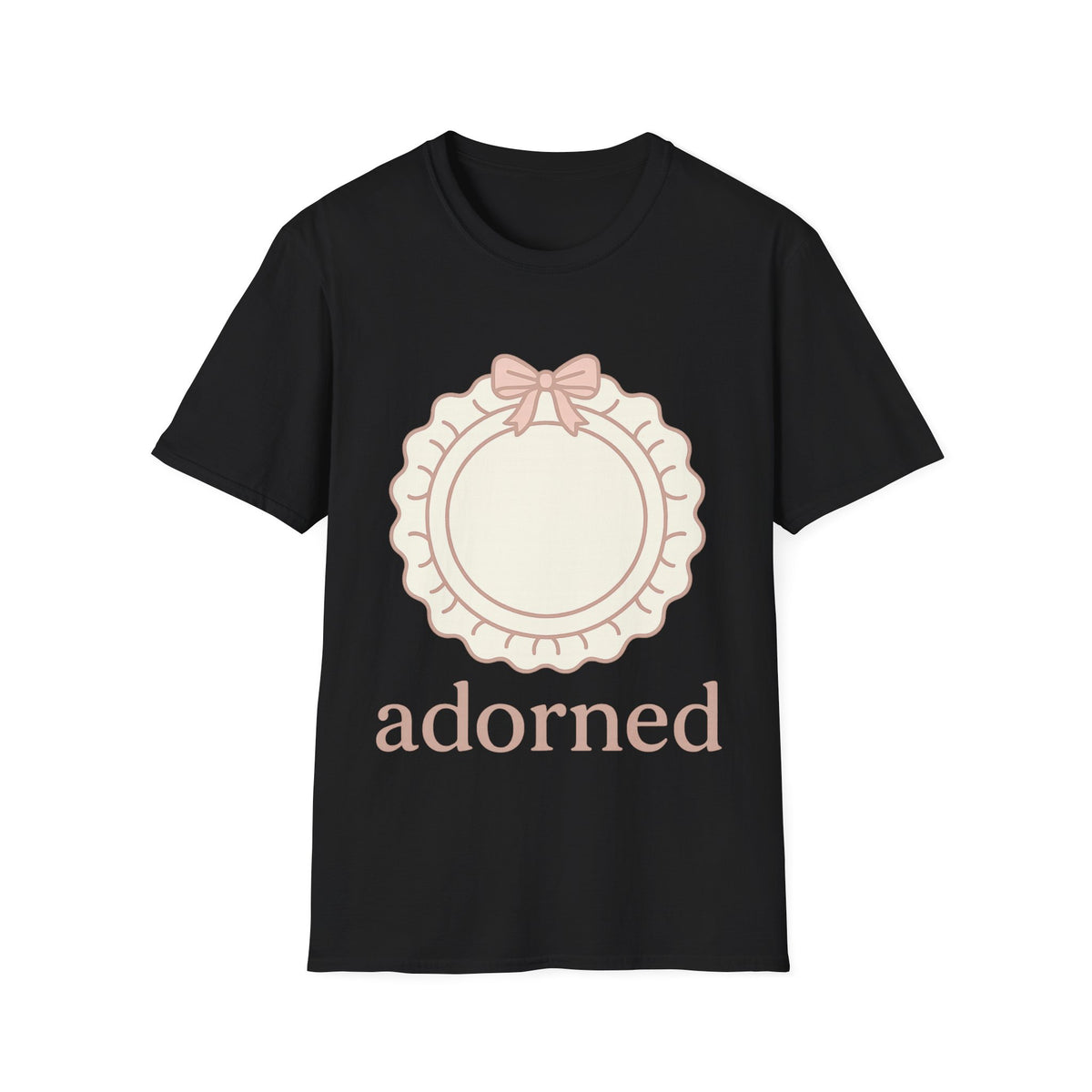 "Adorned" Cute Coquette Bow Emblem Graphic Tee - Vintage Pastel Aesthetic White T-Shirt - Trending Now - September 2026