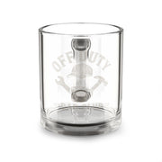 Off Duty Skull Glass Mug — 10oz Clear Coffee & Tea Cup for Mechanics, Gifts & Father’s Day