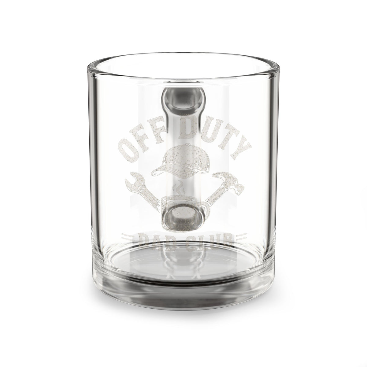 Off Duty Skull Glass Mug — 10oz Clear Coffee & Tea Cup for Mechanics, Gifts & Father’s Day