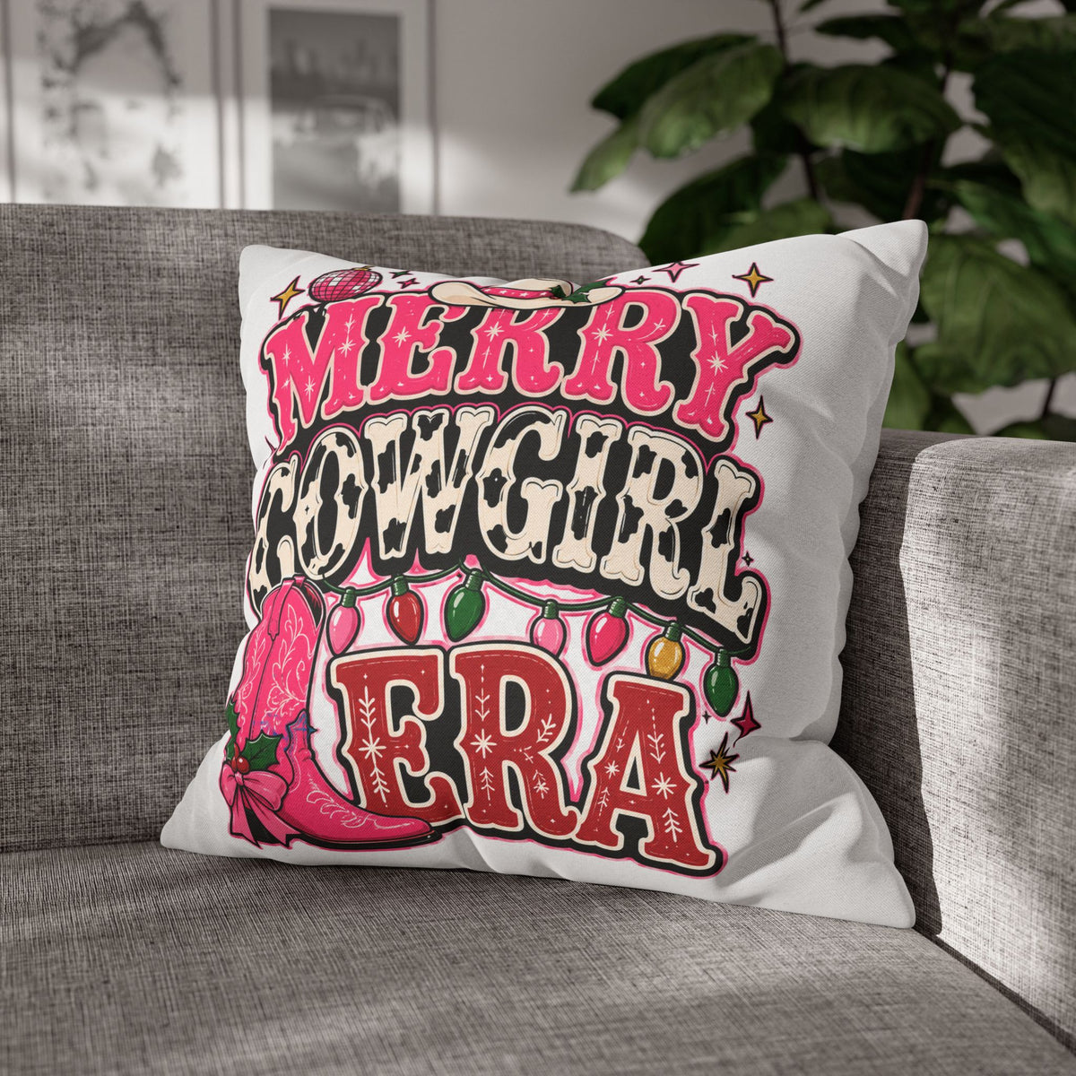 Merry Cowgirl Christmas Pillowcase Modern Day Christmas