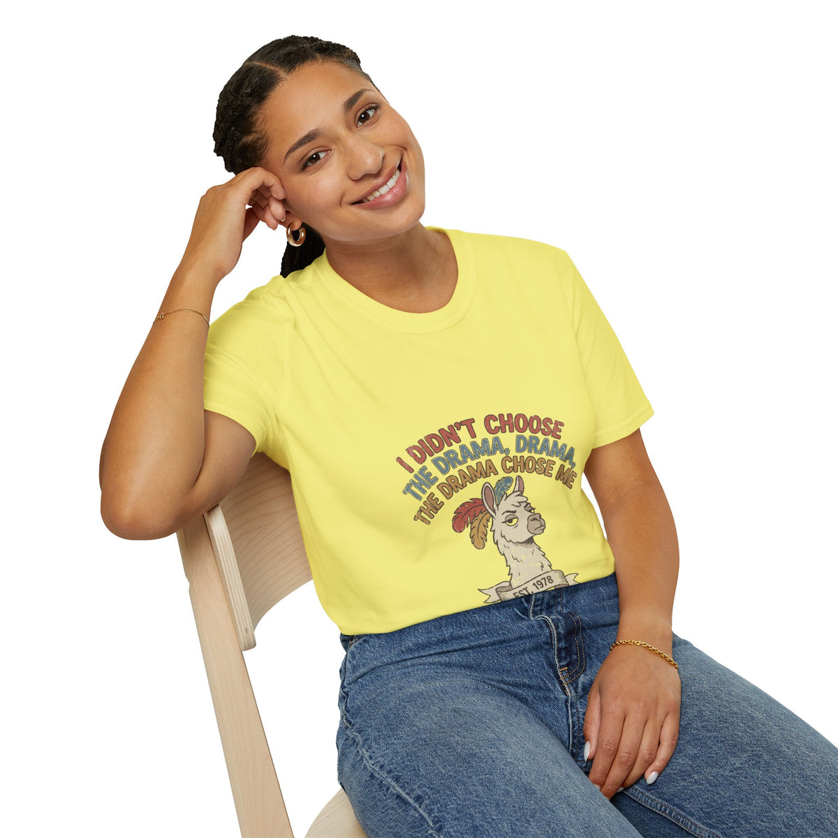 Funny And Witty Llama Drama Graphic T-Shirt — "I Didn’t Choose the Drama" Retro Design