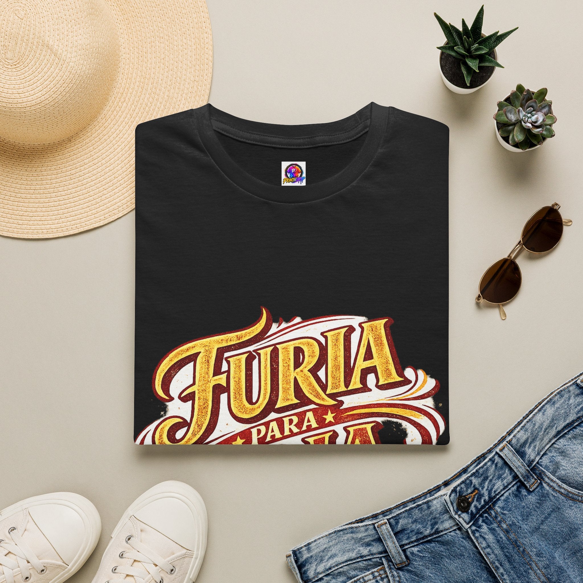 Spain Furia Para Roja Graphic T-Shirt — Bold Spanish Script Tee for Fans & Celebrations