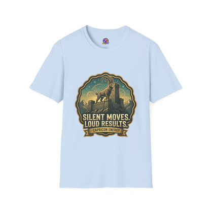 Silent Moves, Loud Results Goat Graphic Tee — Motivational Mountain Goat Shirt