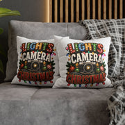 Christmas Photographer Pillowcase – “Lights Camera Christmas” Decorative Throw Pillow