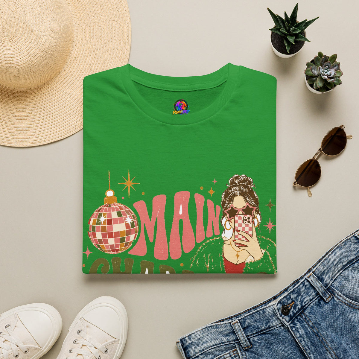 Christmas T-Shirt — "Main Character Christmas" Graphic Tee (Holiday Mom Aesthetic)