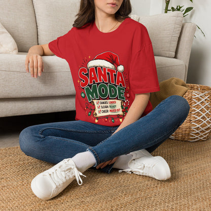 Santa Mode T-Shirt — Holiday Christmas Graphic Tee with Santa Hat
