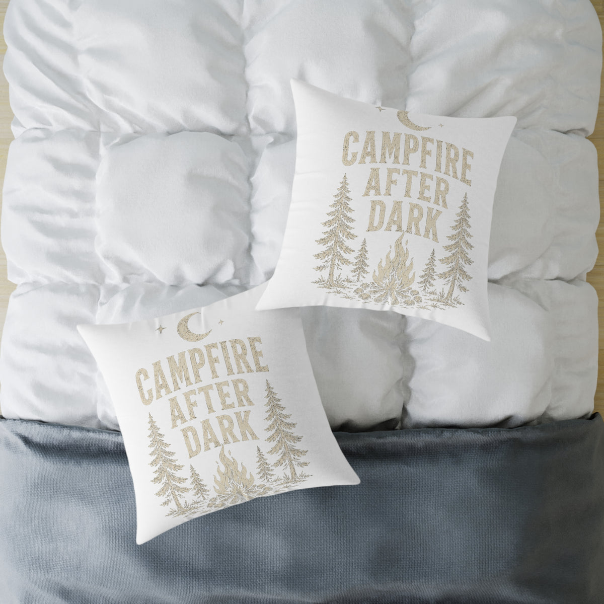 Campfire After Dark Throw Pillow Milo Bailey Dog Dad Mom — Outdoor Cabin Decor