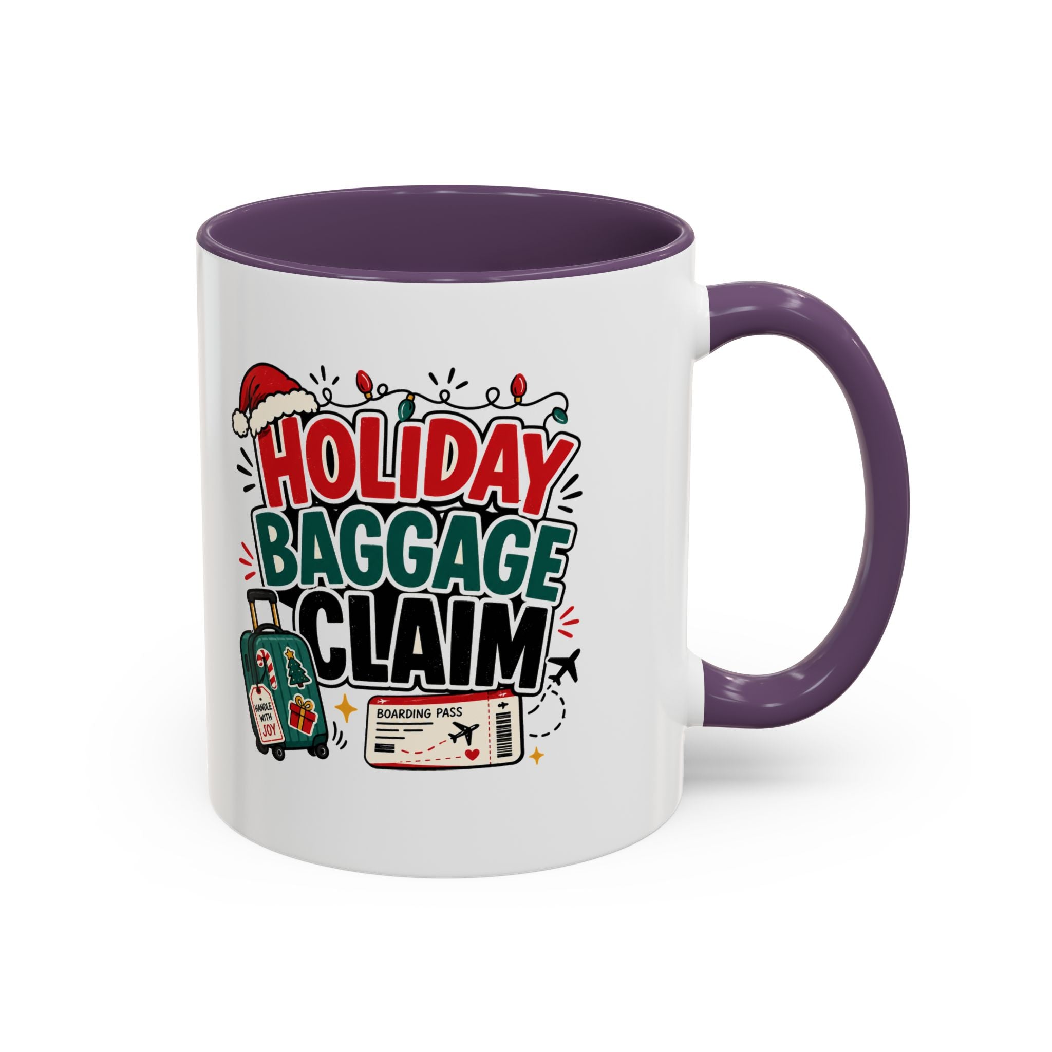 Modern Day Christmas Holiday Baggage Claim Coffee Mug — Funny Christmas Travel Gift (11/15oz)