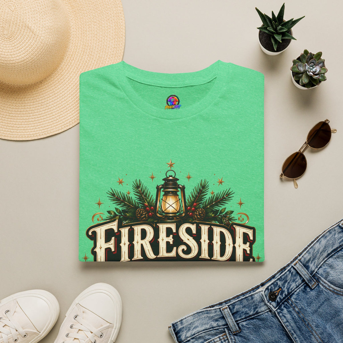 Fireside Festive Club T-Shirt — Cozy Holiday Lantern Graphic Tee
