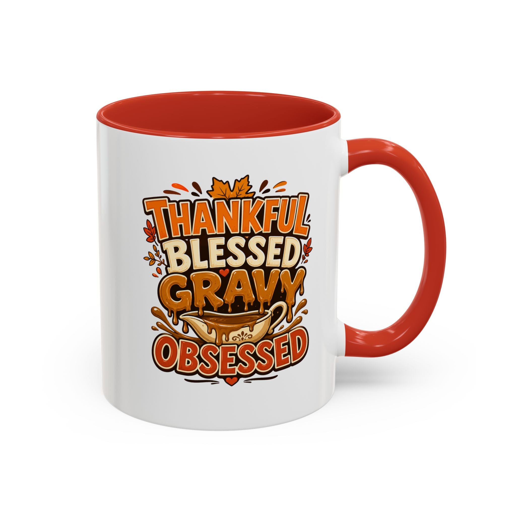 Thanksgiving Mug Coffee Mug — "Thankful Blessed Gravy Obsessed" Thanksgiving Accent Mug