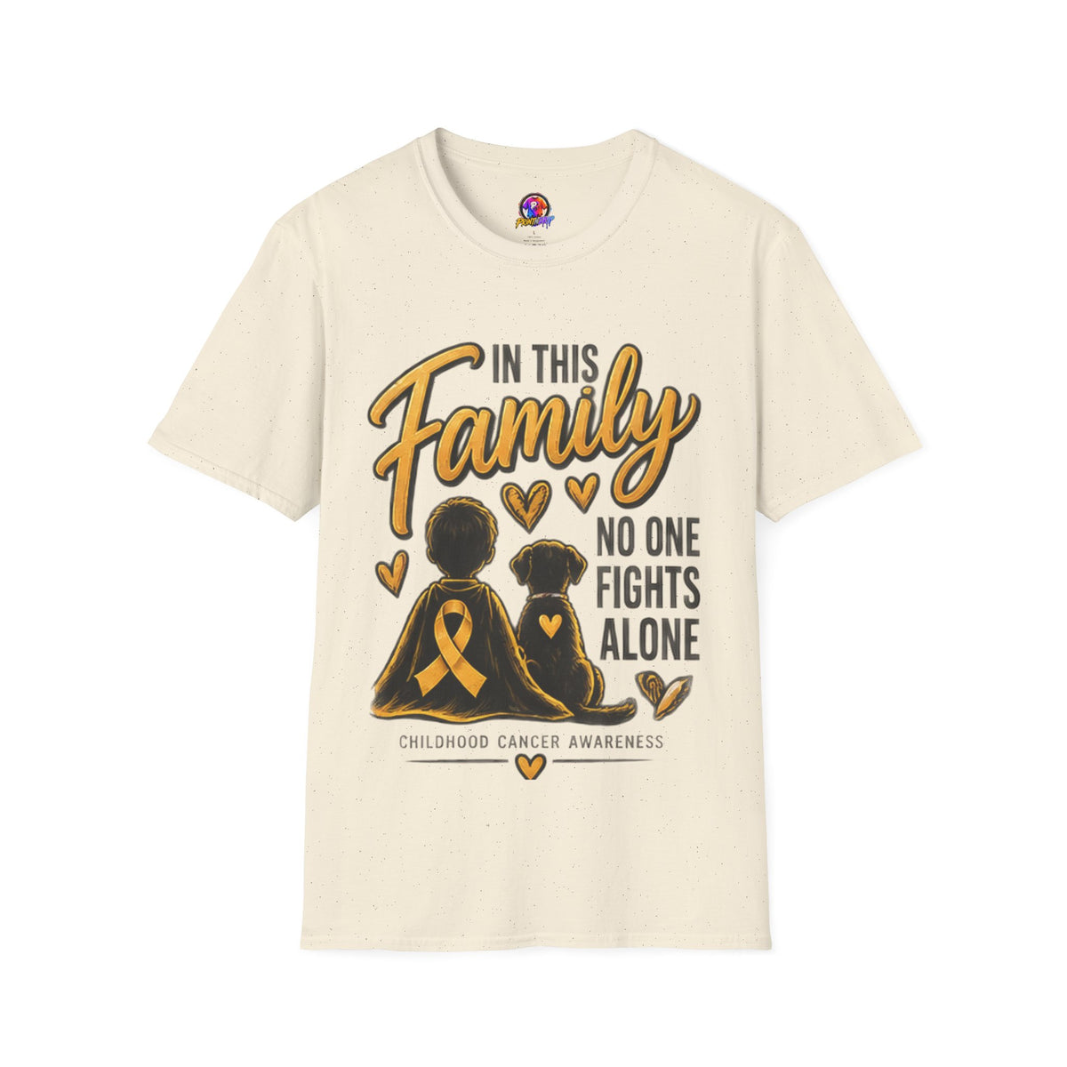 Childhood Cancer Awareness T-Shirt — "In This Family No One Fights Alone"