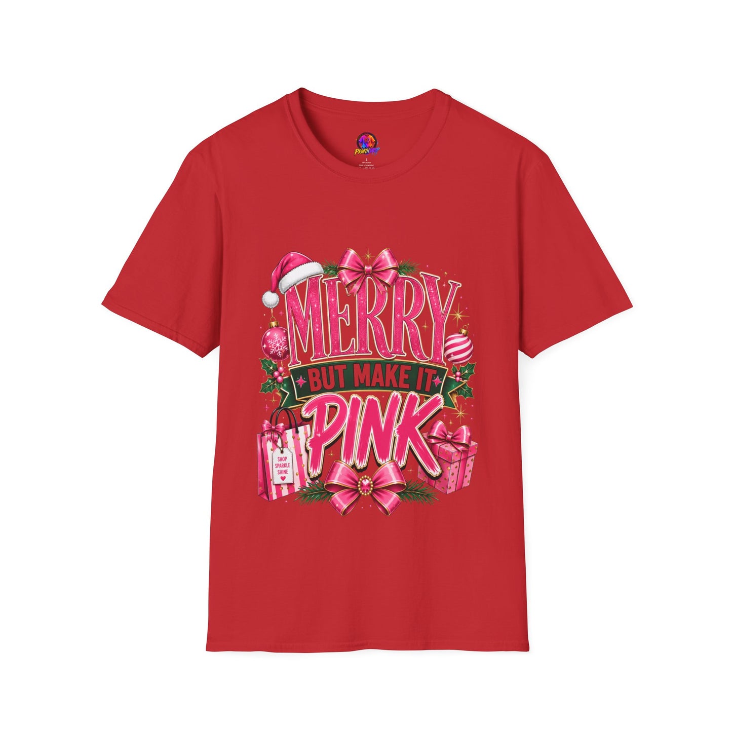 Christmas T-Shirt — "Merry But Make It Pink" Holiday Tee