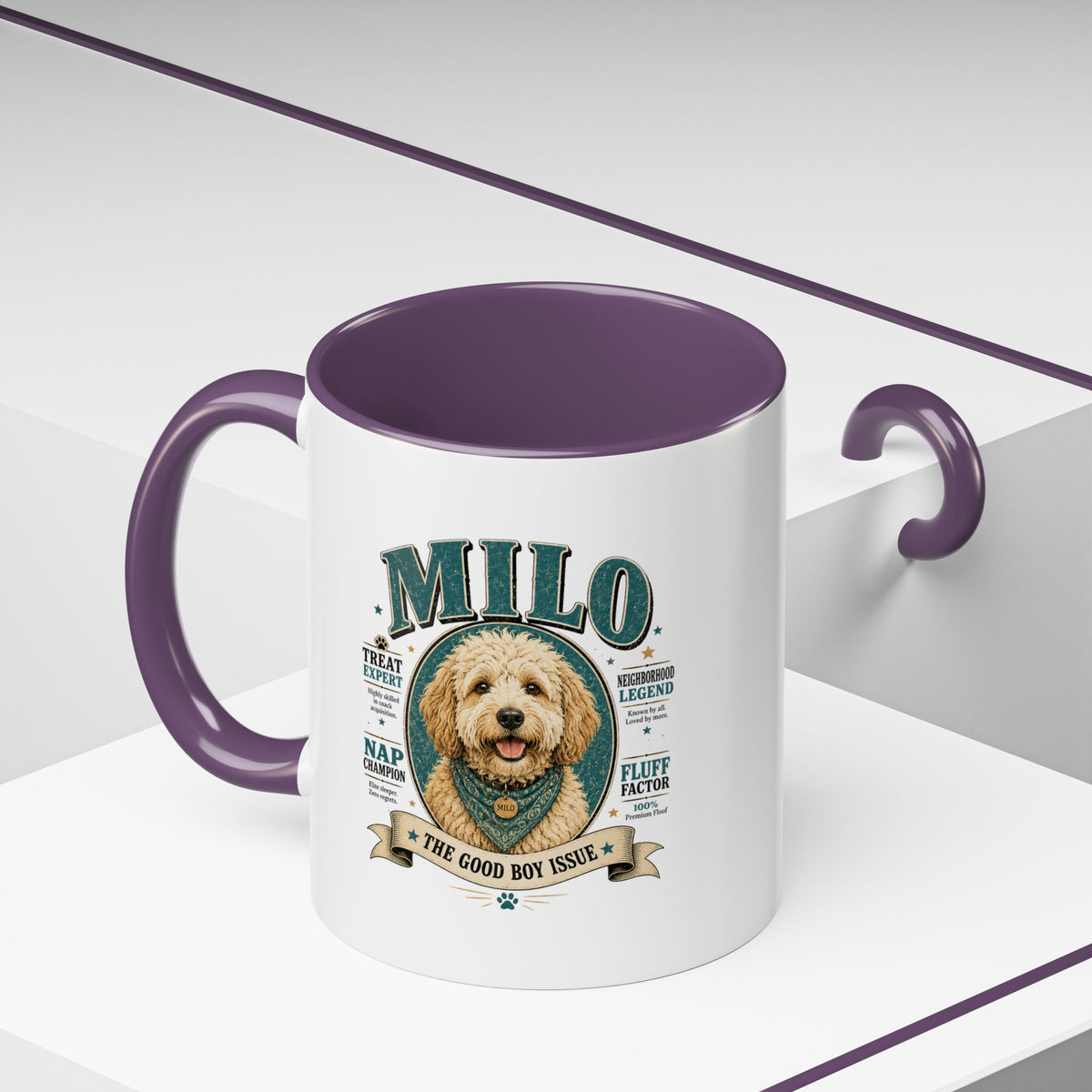 Milo Bailey Dog Dad Mom Milo Personalized Dog Coffee Mug — 'The Good Boy Issue' Accent