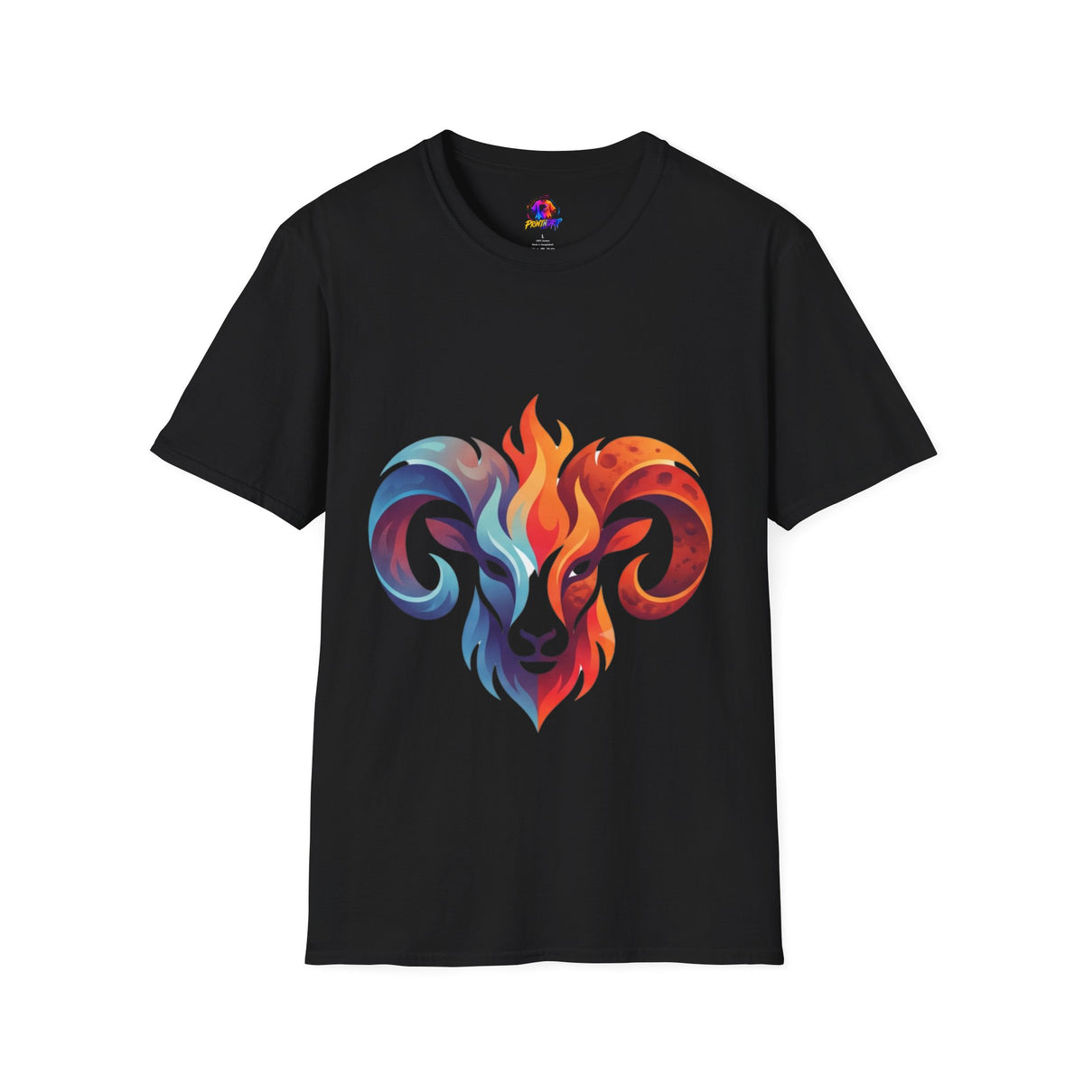Aries Zodiac Ram Head Flame Graphic T-Shirt — Bold Aries Zodiac Tee
