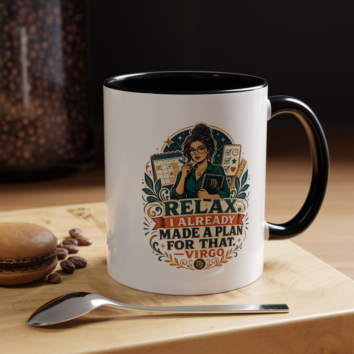 Virgo Zodiac Mug Accent Coffee Mug — "Relax I Already Made a Plan for That" Virgo Astrology Mug