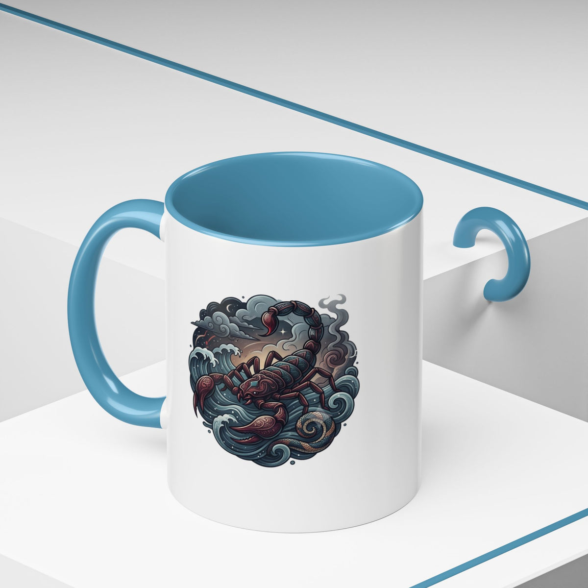 Scorpion Ocean Accent Coffee Mug – Nautical Tattoo-Style