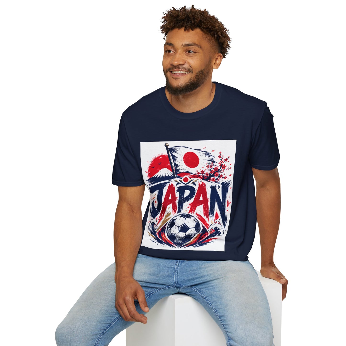 Japan Soccer T-Shirt — Japanese Flag & Cherry Blossom Football Graphic