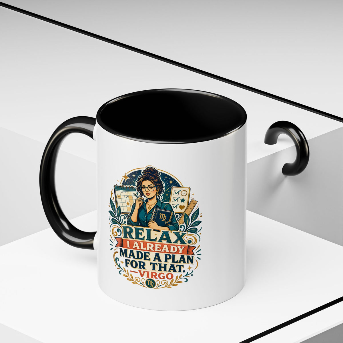 Virgo Zodiac Mug Accent Coffee Mug — "Relax I Already Made a Plan for That" Virgo Astrology Mug