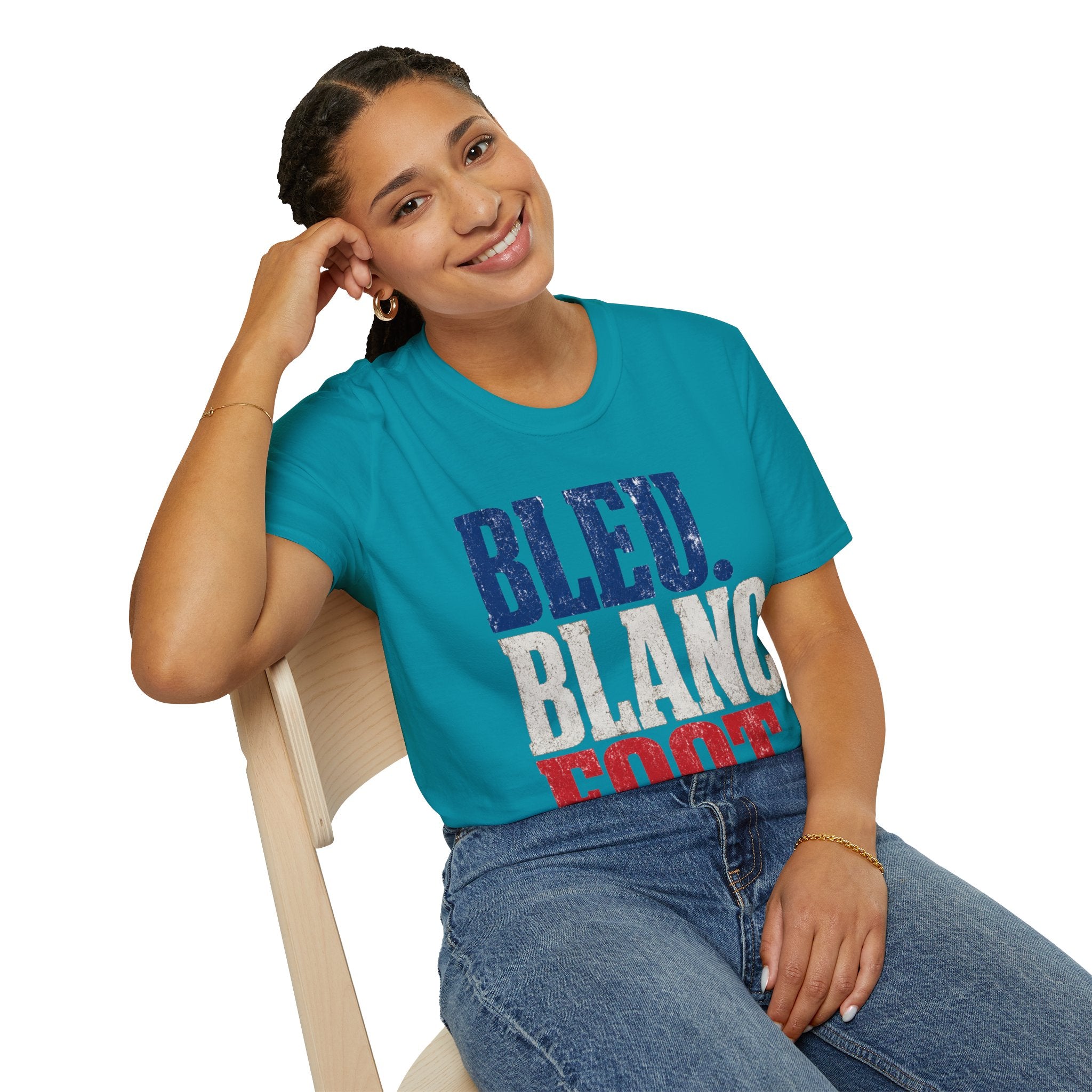 France T-Shirt — Bleu Blanc Foot Vintage French Flag Soccer Graphic Tee