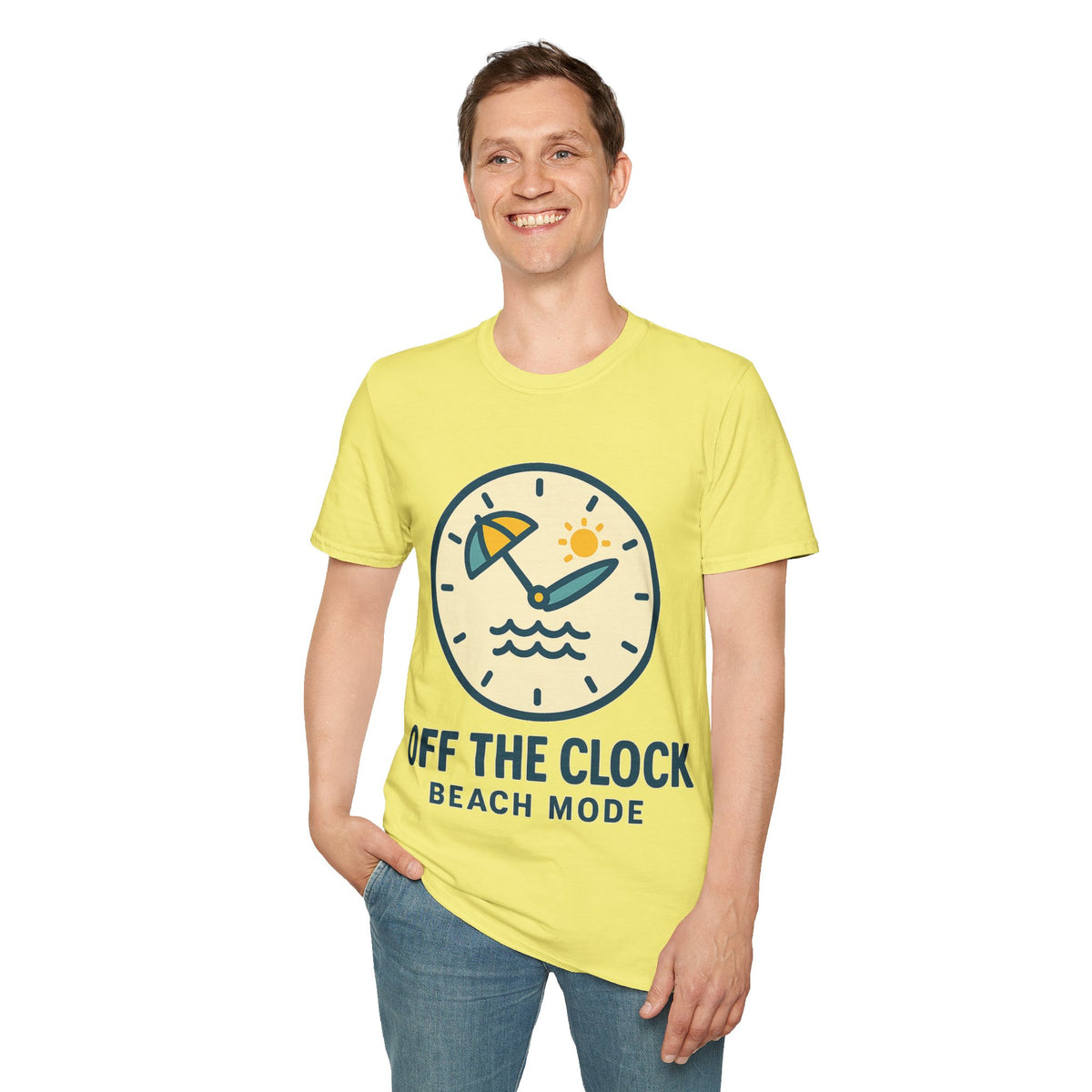 Off The Clock Beach Mode Retro Clock Tee - Cute Vacation Graphic T-Shirt - Trending Now - September 2026