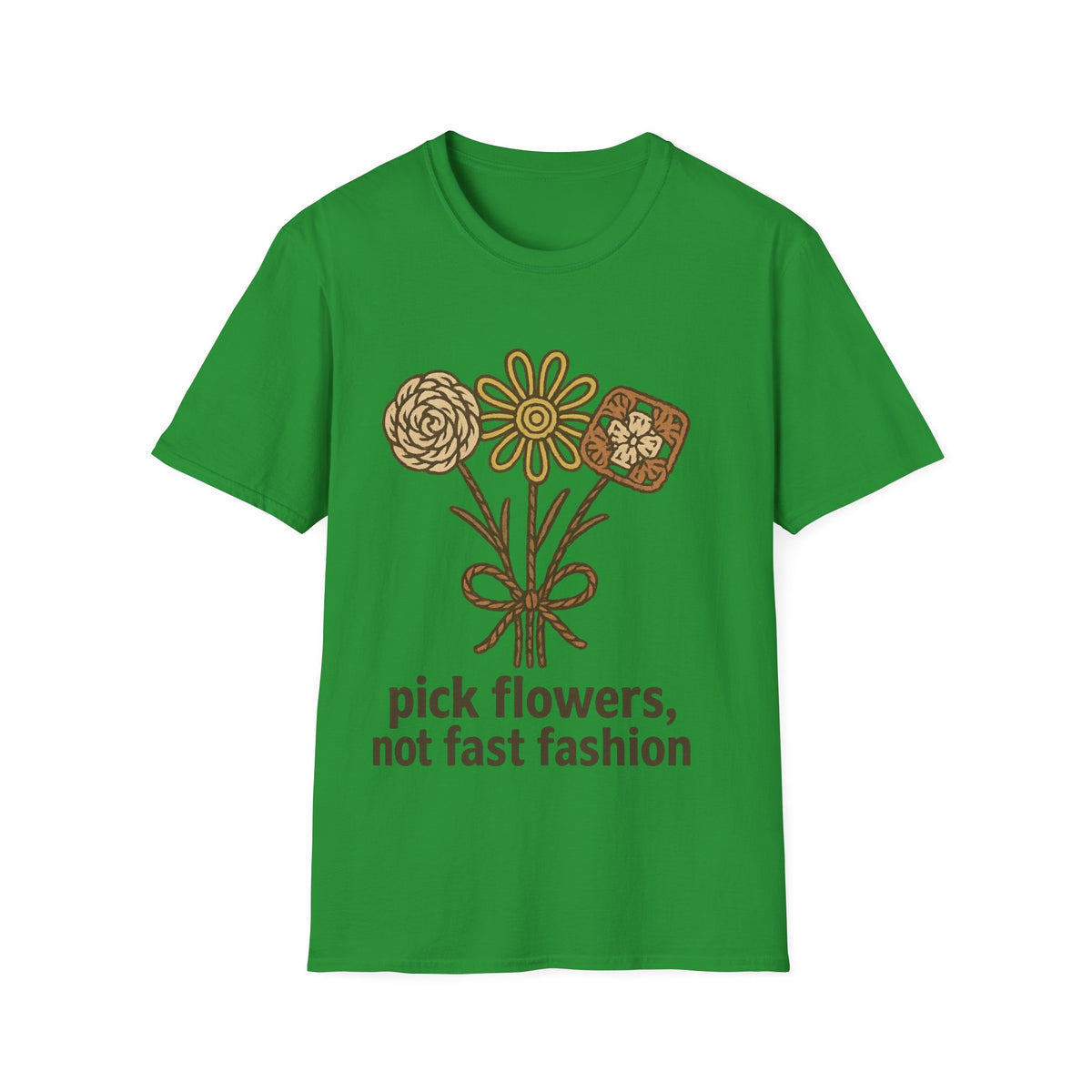 "Pick Flowers Not Fast Fashion" Eco Tee | Botanical Sustainable T-Shirt - Trending Now - September 2026
