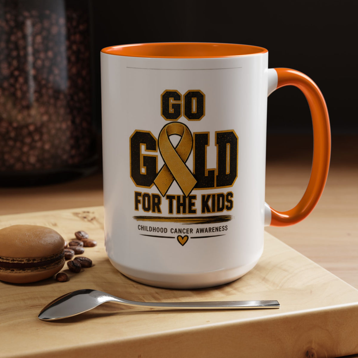 Go Gold For The Kids Accent Coffee Mug — Childhood Cancer Awareness 11/15oz