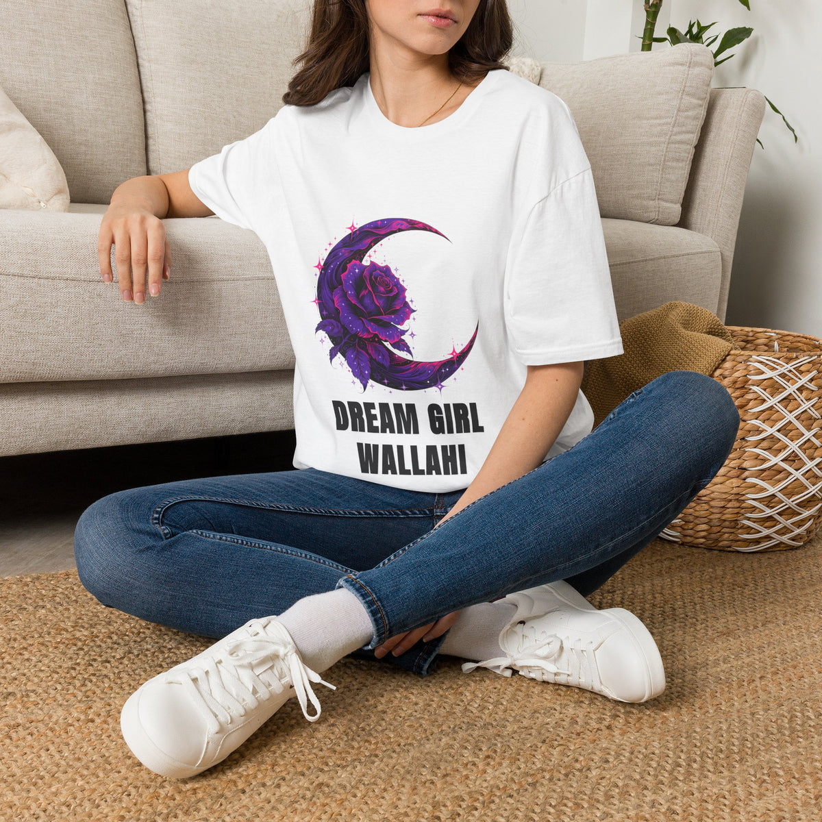 Dream Girl Wallahi Crescent Moon T-Shirt - Floral Celestial Graphic Tee - Trending Now - September 2026