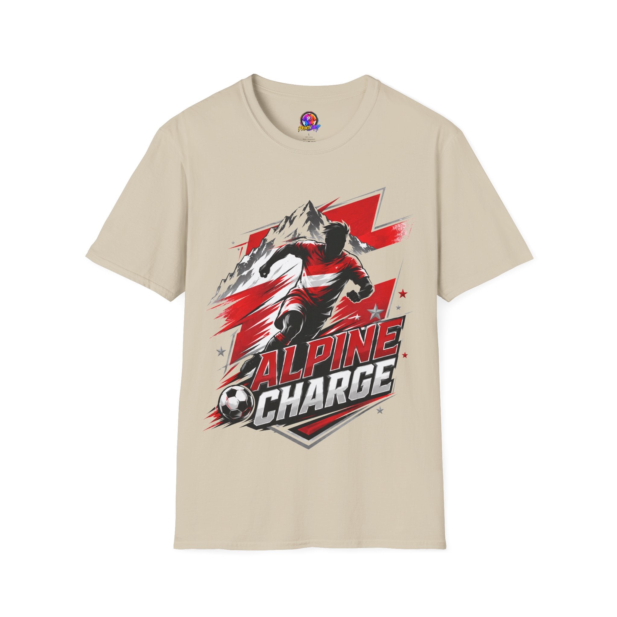 Austria  Alpine Charge Soccer T-Shirt — Mountain Football Graphic Tee -