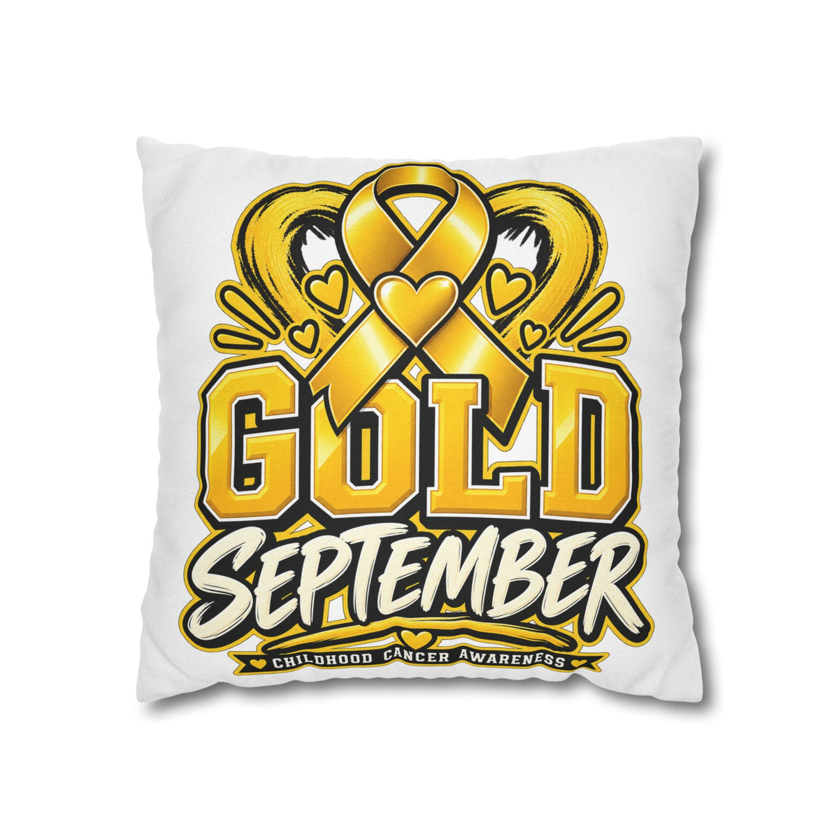 Gold September Pillowcase — Childhood Cancer Awareness Cushion Cover