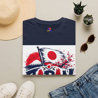 Japan Soccer T-Shirt — Japanese Flag & Cherry Blossom Football Graphic