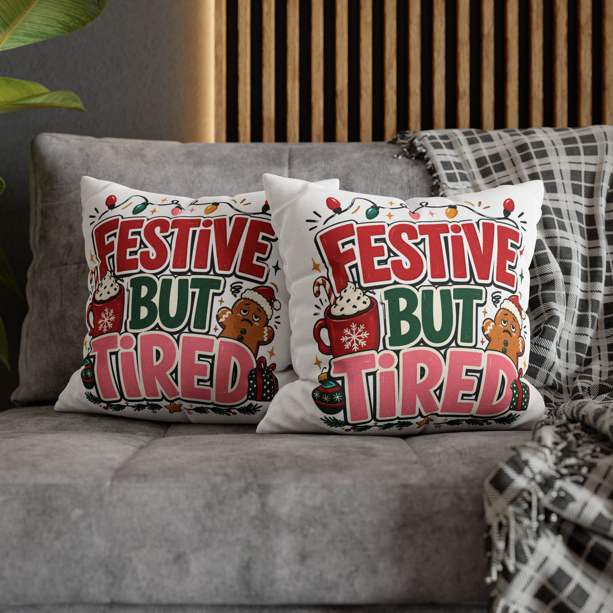 Festive But Tired Holiday Pillowcase Modern Day Christmas