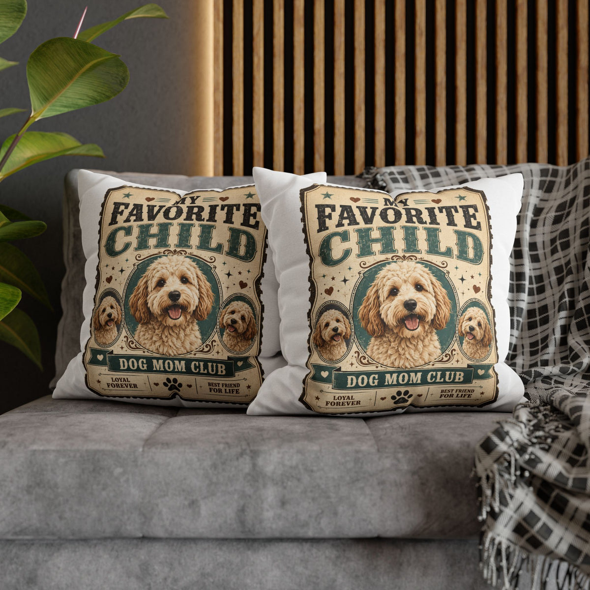 My Favorite Child Dog Mom Club Pillowcase Milo Bailey Dog Dad Mom – Cute Doodle Pet Throw Pillow