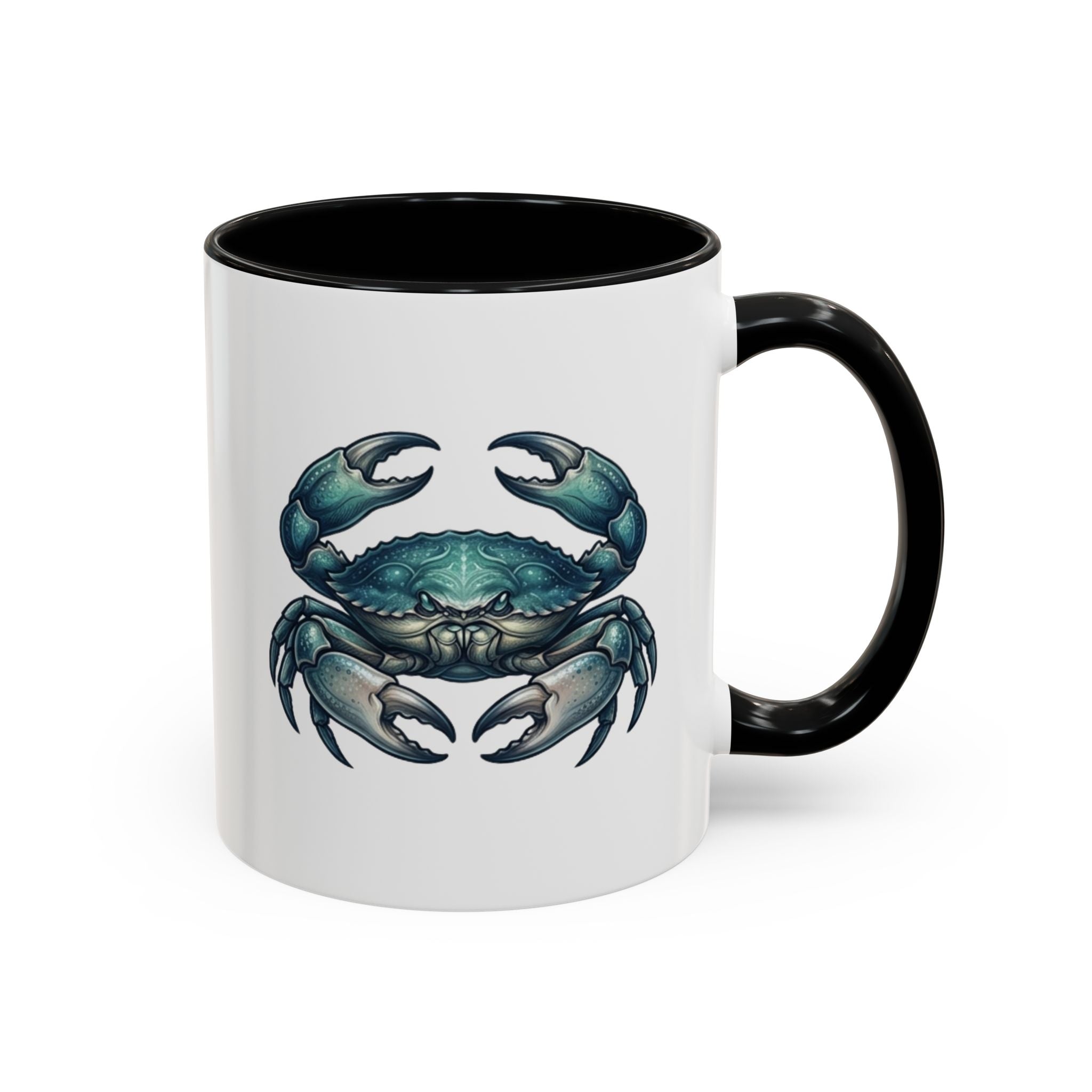 Crab Accent Coffee Mug – Blue Coastal Crab Artwork