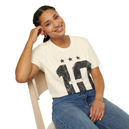 Vintage Argentina Worldcup winning No. 10 Jersey T-Shirt — Distressed Number Tee with Three Stars