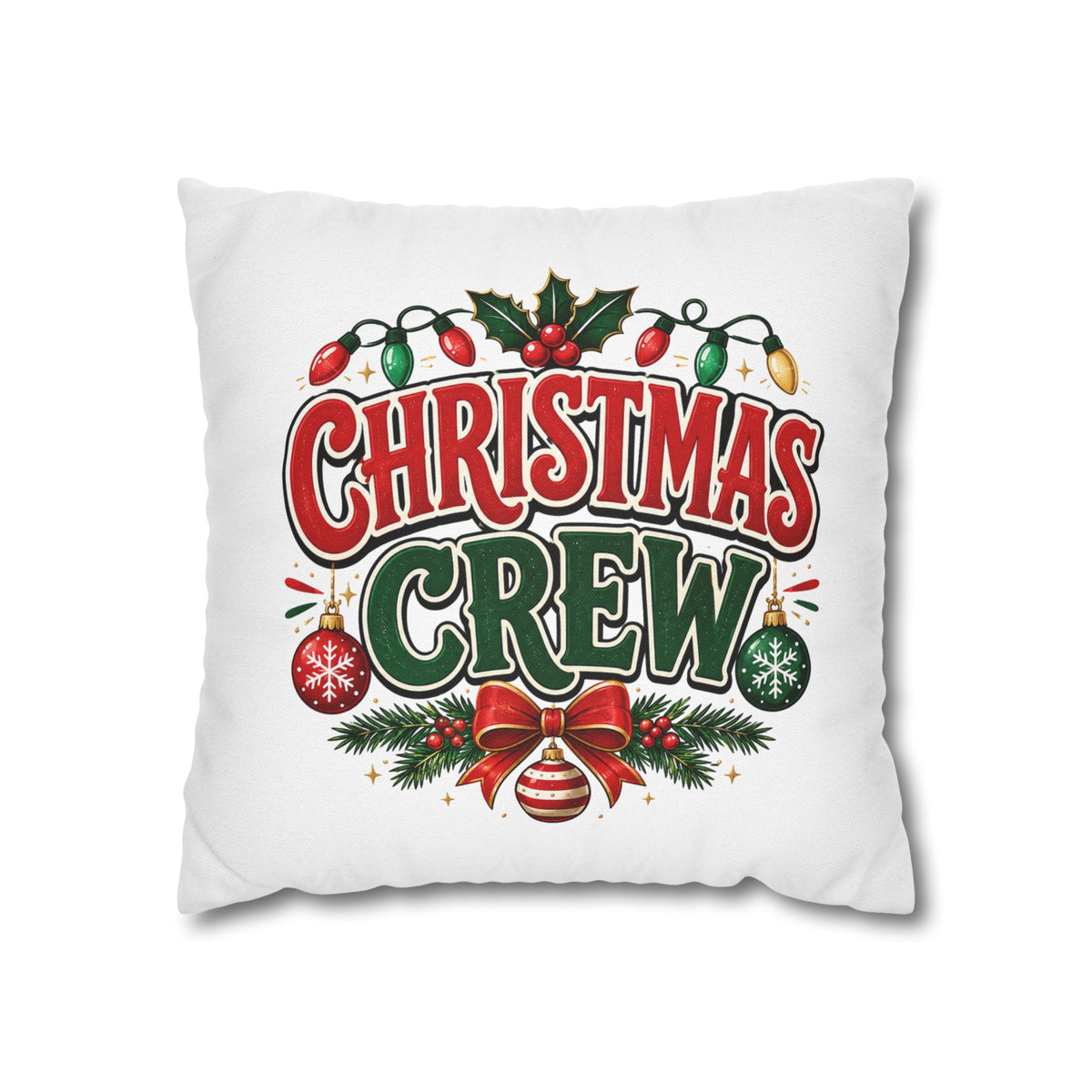 Christmas Crew Holiday Throw Pillowcase — Festive Decorative Cushion Cover