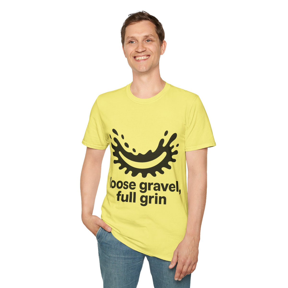 "Loose Gravel Full Grin" Funny Cycling Tee | Mud Splash Bike Graphic T-Shirt - Trending Now - September 2026