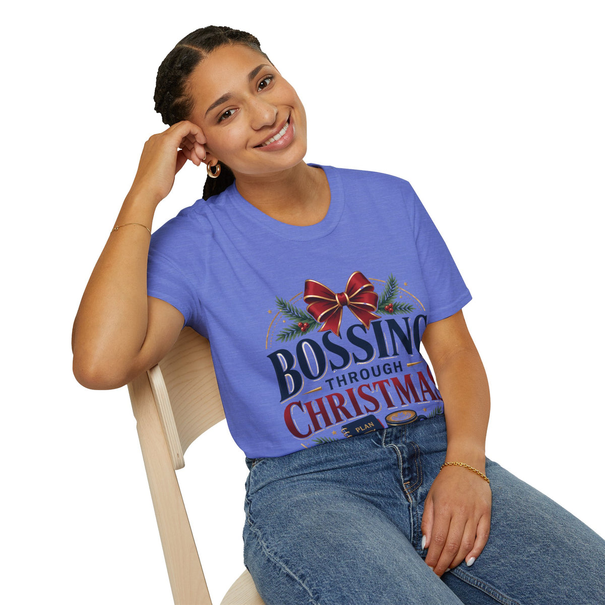 Christmas “Bossing Through Christmas” T‑Shirt — Funny Holiday Boss Gift
