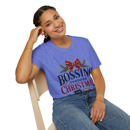 Christmas “Bossing Through Christmas” T‑Shirt — Funny Holiday Boss Gift