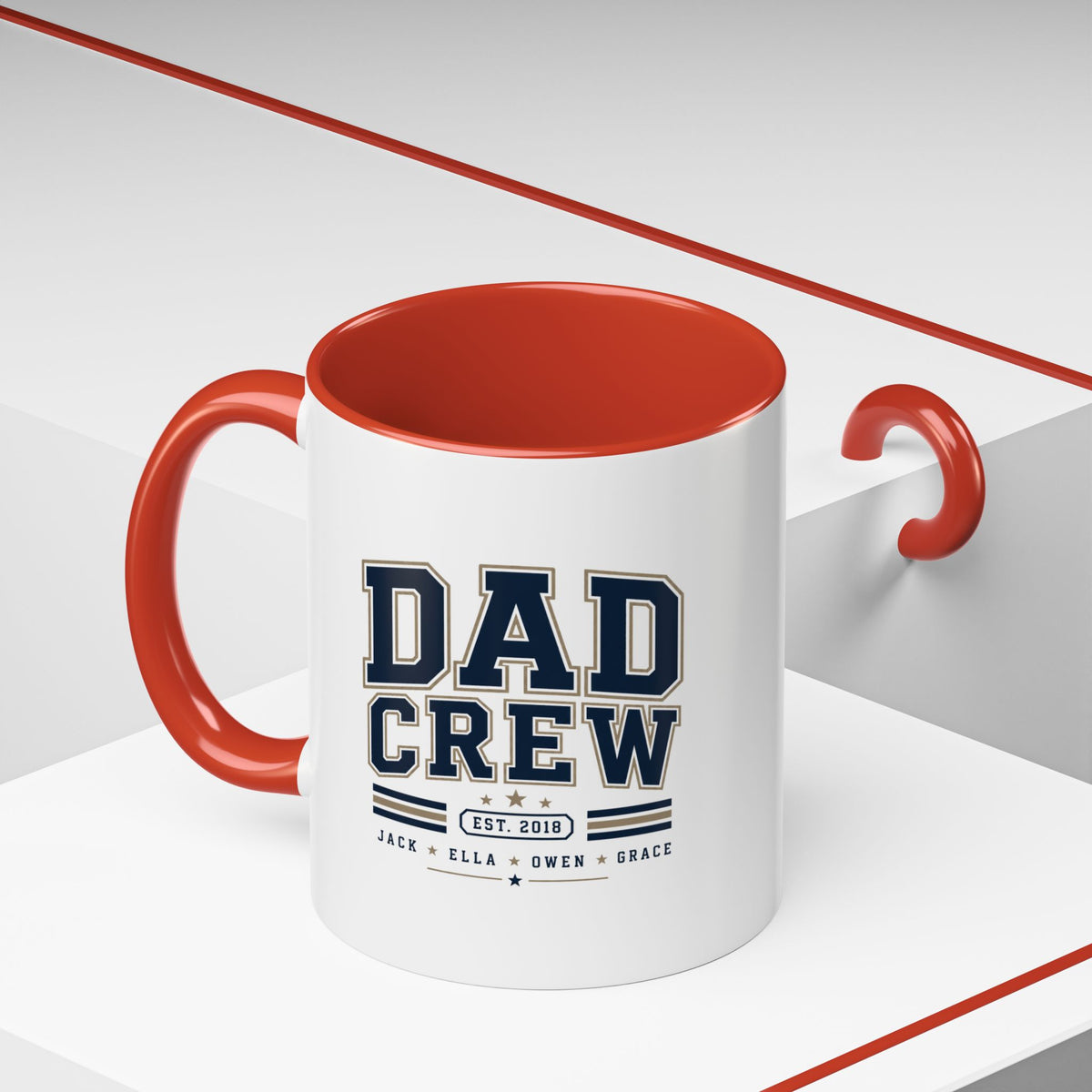 Milo Bailey Dog Dad Mom Dad Crew Accent Coffee Mug — Personalized Family Names, Established Date Coffee Cup