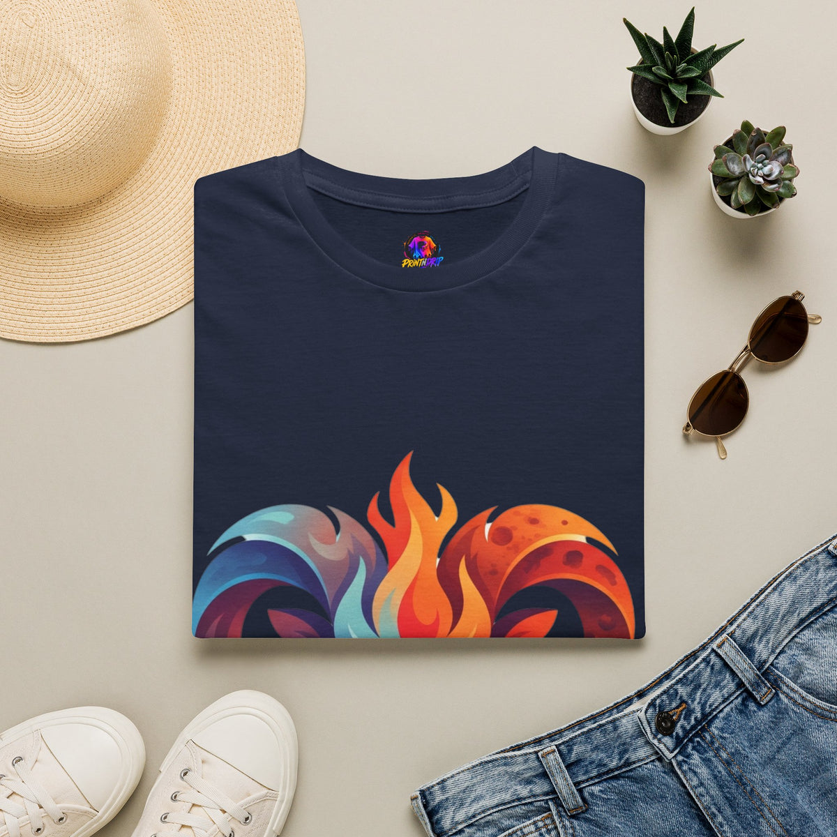 Aries Zodiac Ram Head Flame Graphic T-Shirt — Bold Aries Zodiac Tee