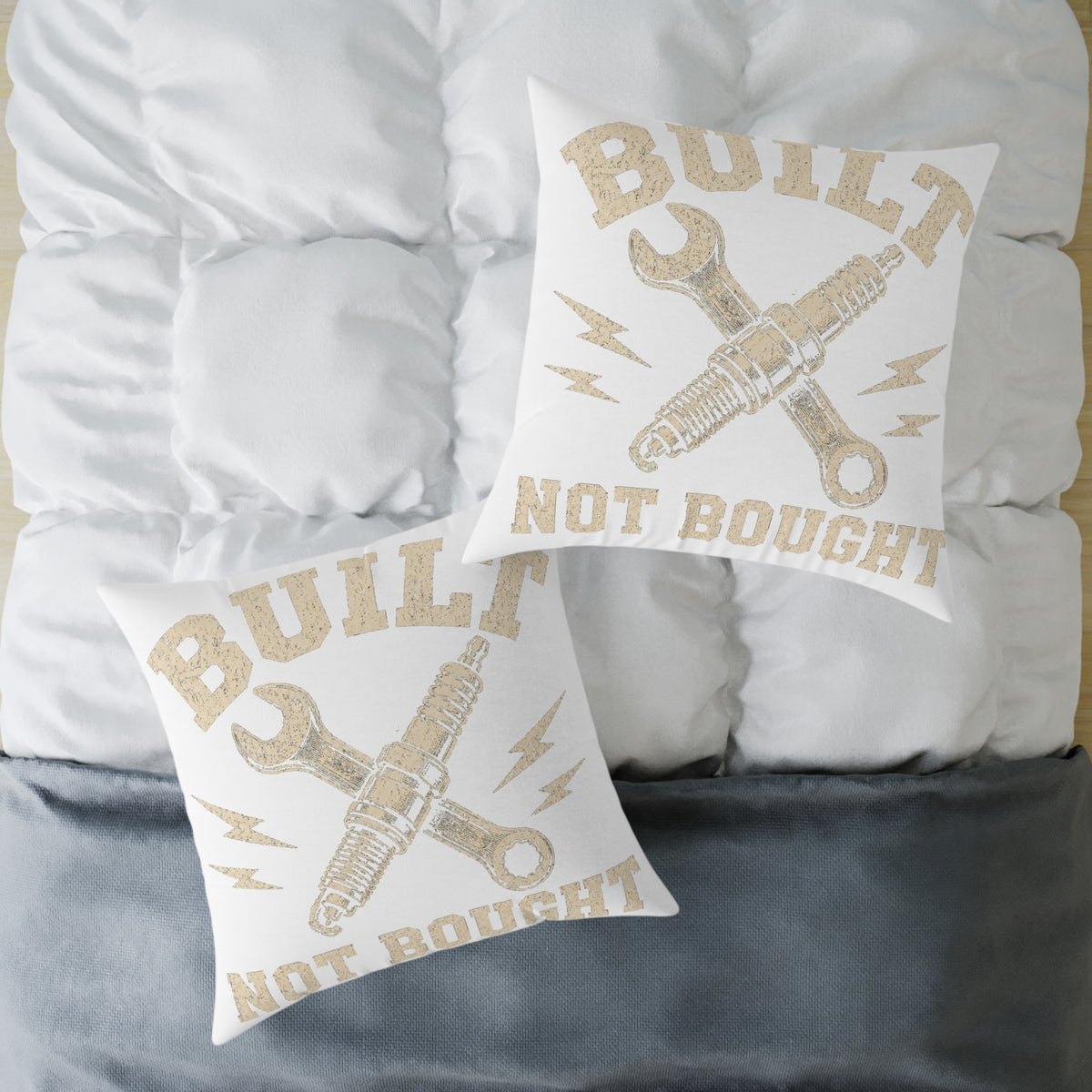 Built Not Bought Pillow Milo Bailey Dog Dad Mom— Automotive Mechanic Decorative Throw Pillow