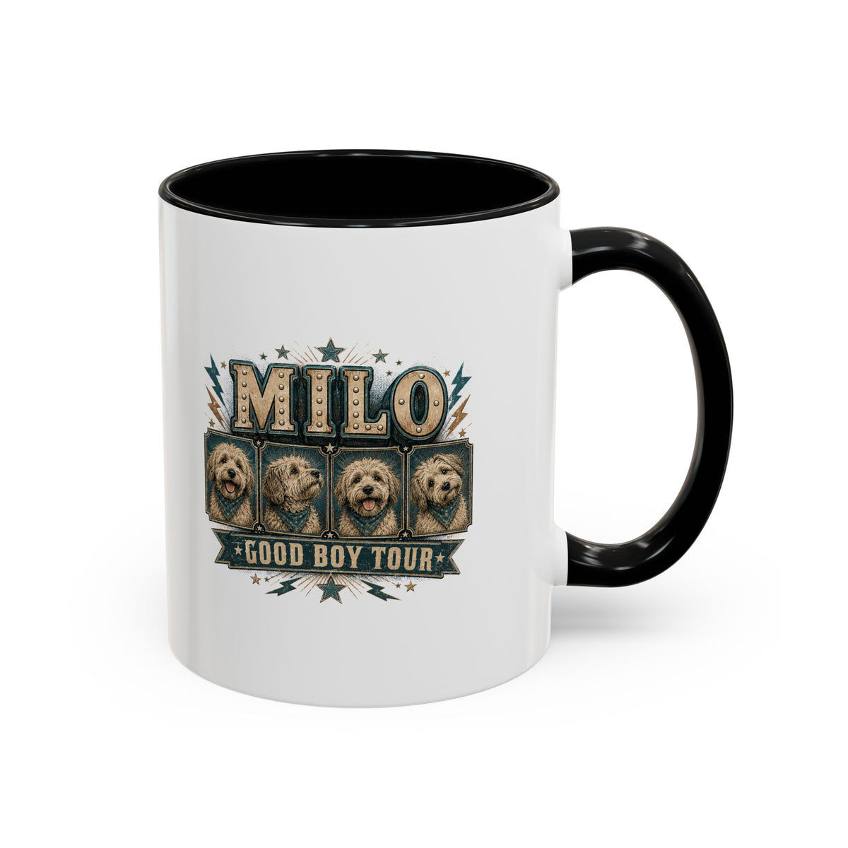 Milo Bailey Dog Dad Mom Milo 'Good Boy Tour' Accent Coffee Mug — Personalized Dog Lover Gift