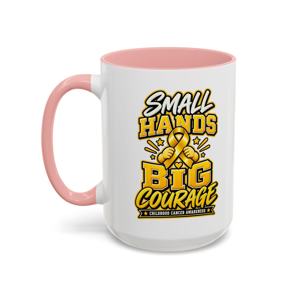 Coffee Mug - "Small Hands Big Courage" Childhood Cancer Awareness Accent Mug