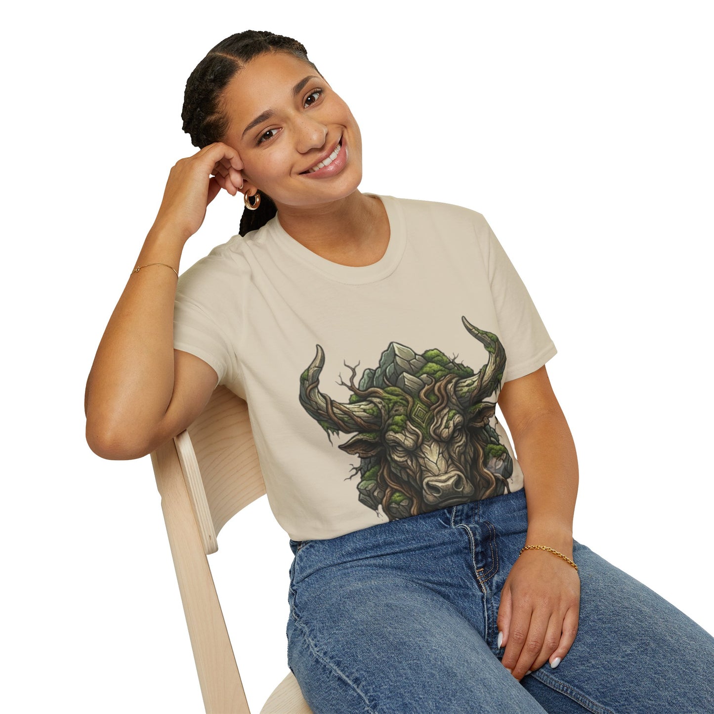 Forest Spirit Bull T-Shirt — Greenwood Celtic Nature Bull Design
