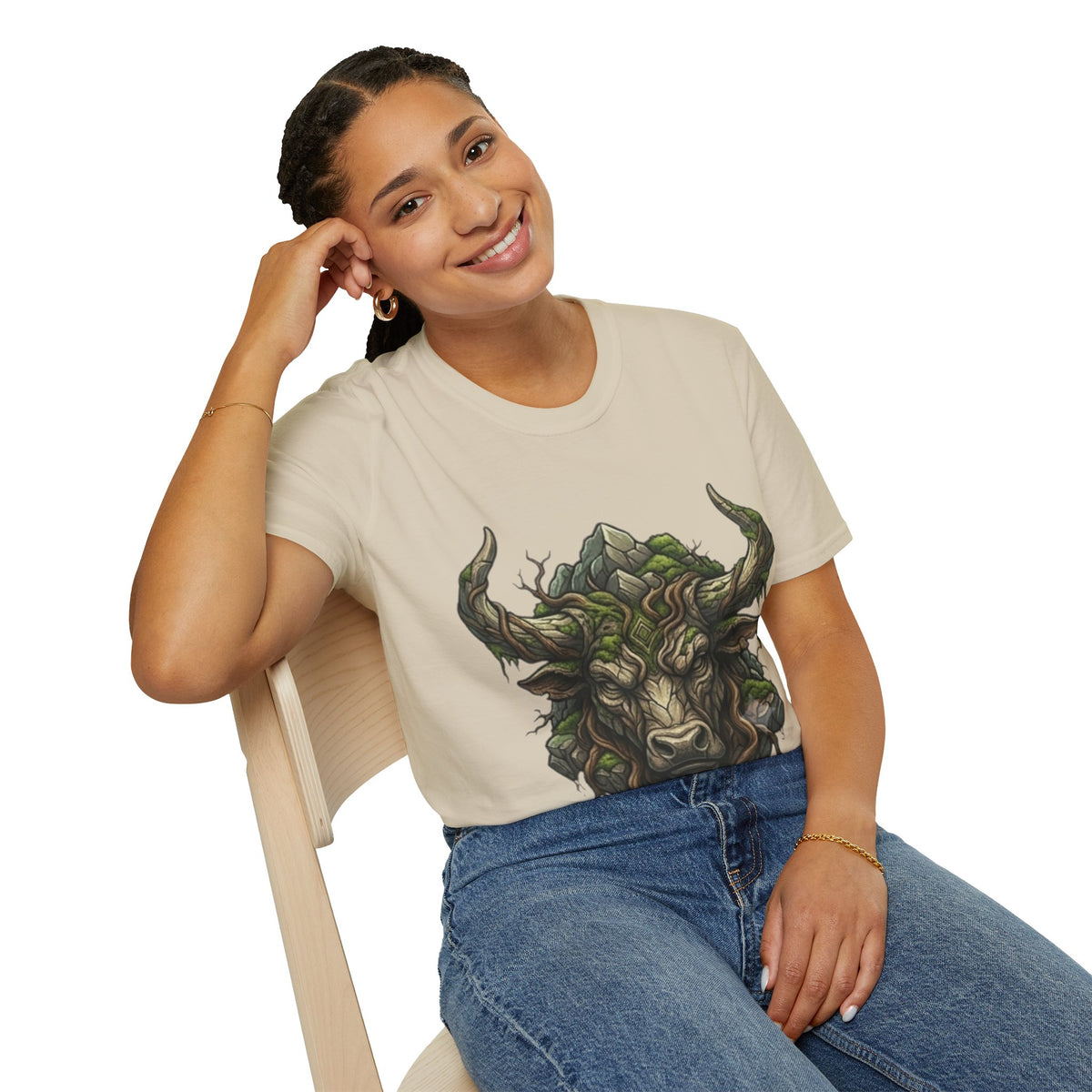 Forest Spirit Bull T-Shirt — Greenwood Celtic Nature Bull Design