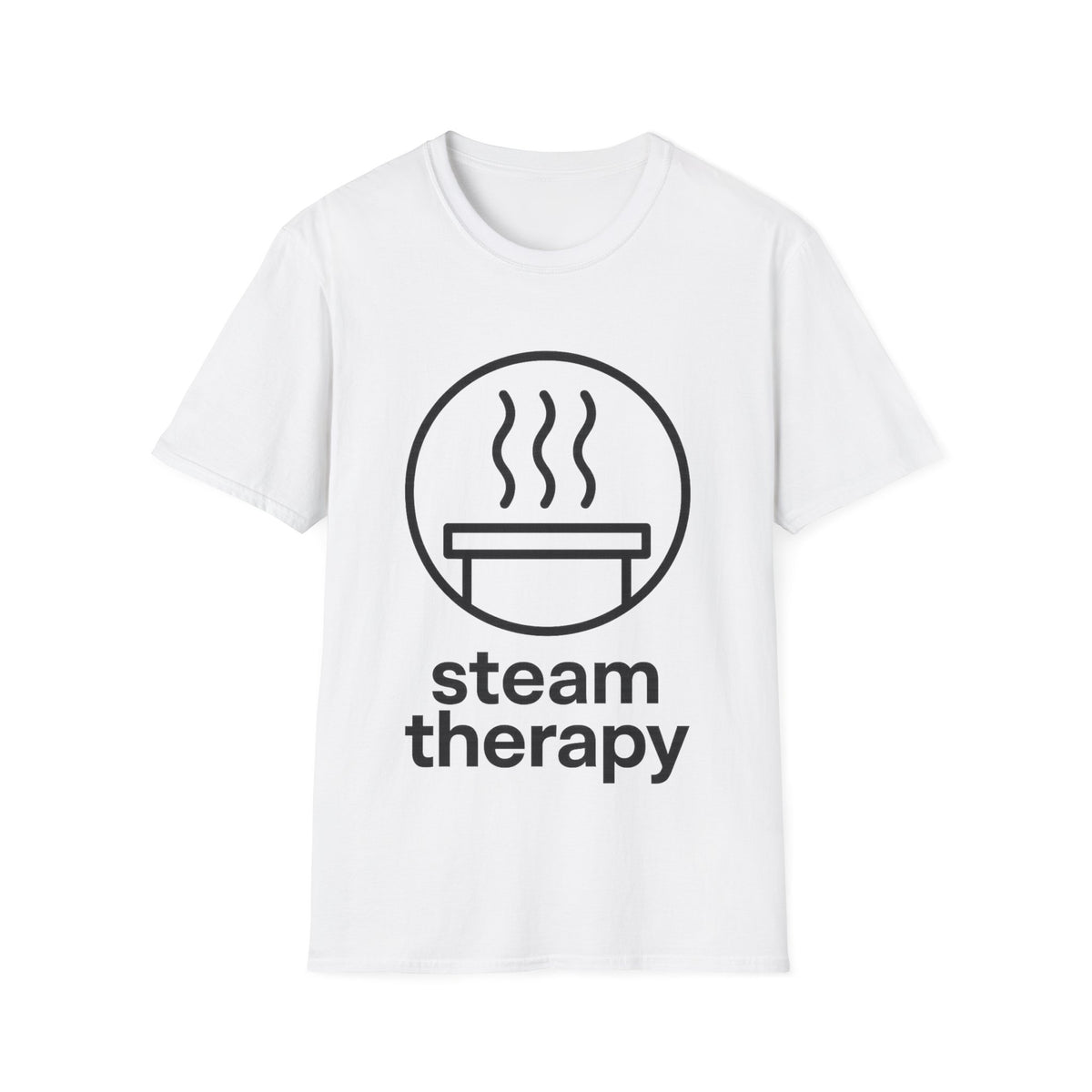 "Steam Therapy" Retro Sauna Circle Graphic Tee - Minimalist Relax Wellness White T-Shirt - Trending Now - September 2026